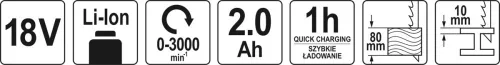 Yato akkus szablyafűrész 18 V Li-Ion (1 x 2,0 Ah akku + töltő)