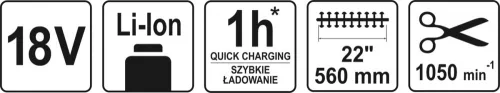 Yato akkus sövényvágó 18 V (akku és töltő nélkül)
