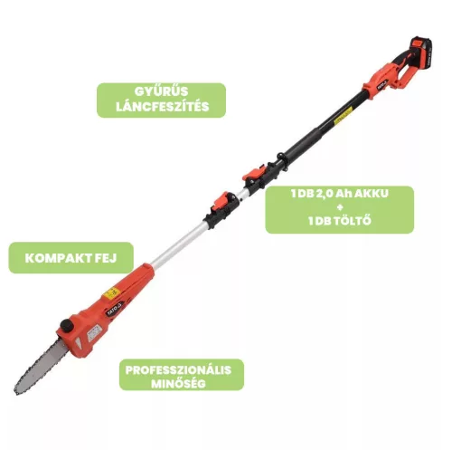 Yato akkus magassági ágvágó 18 V (1 x 2,0 Ah akku + töltő)