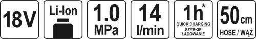 Yato akkus pumpa 10 bar 18 V Li-Ion (akku + töltő nélkül)