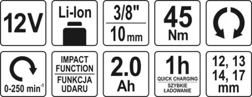 Yato akkus sarok ütvecsavarozó 12 V 2,0 Ah Li-ion