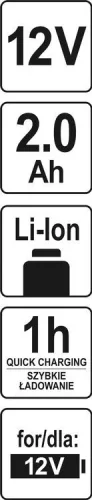 Yato akkumulátor 12 V / 2,0 Ah Li-Ion