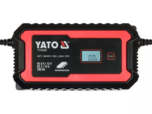 Yato akkumulátor töltő 6/12 V 2/10 A max. 200 Ah LCD kijelző