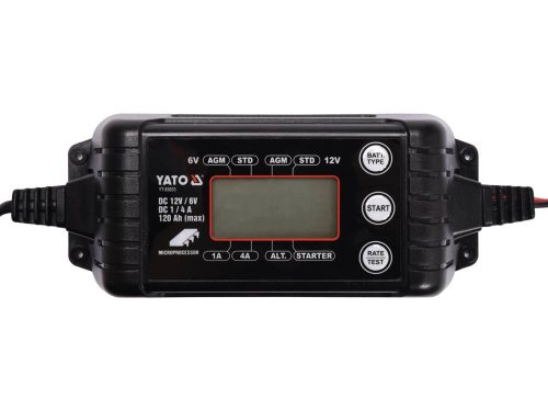 Yato akkumulátor töltő 6/12 V 1/4 A max. 120 Ah LCD kijelző