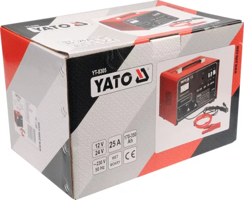 Yato akkumulátor töltő 12-24 V / 25 A / 170-350 Ah