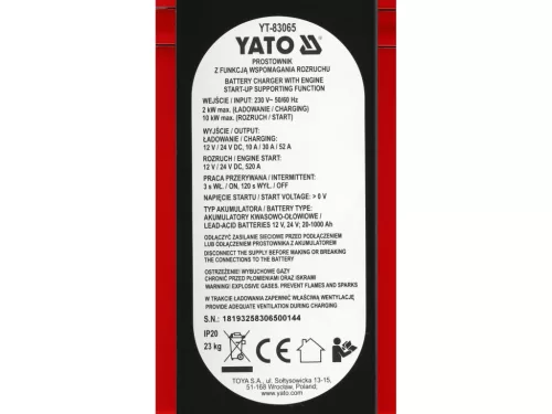 Yato akkumulátor töltő 2-10 Ah