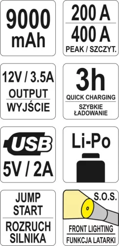 Yato power bank 9000 mAh