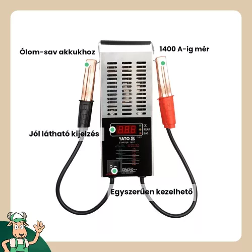 Yato akkuteszter 12V digit CCA 150-1400A