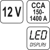 Yato akkuteszter 12V digit CCA 150-1400A