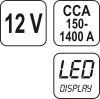 Yato akkuteszter 12V digit CCA 150-1400A