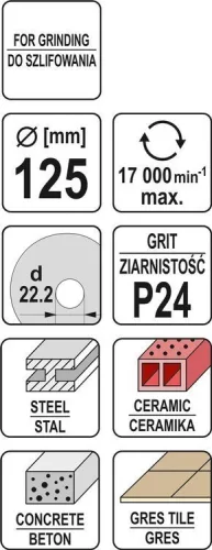Yato univerzális csiszolókorong 125 x 22,2 mm / P24