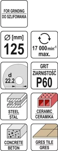 Yato univerzális csiszolókorong 125 x 22,2 mm / P60
