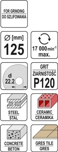 Yato univerzális csiszolókorong 125 x 22,2 mm / P120