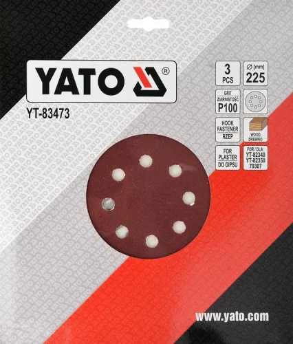 Yato tépőzáras fíbertárcsa 225 mm / P100 (3 db/cs)