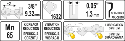 Yato láncfűrész lánc tekercs 3/8" 1,3 mm 1632 szem