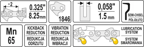 Yato láncfűrész lánc tekercs 0,325" 1,5 mm 1846 szem