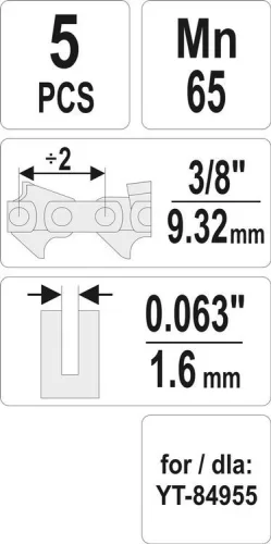 Yato láncfűrész láncszem 3/8" 1,6 mm (5 db/cs)
