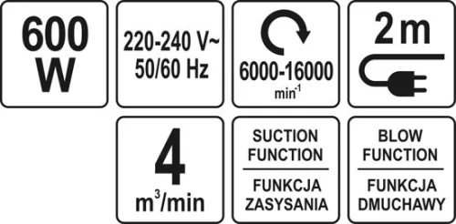 Yato elektromos lombszívó, lombfúvó 600 W