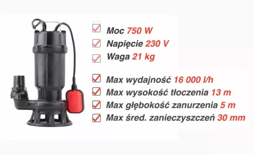 Yato elektromos szennyvíz szivattyú 750 W