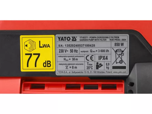 Yato házi vízmű 850 W