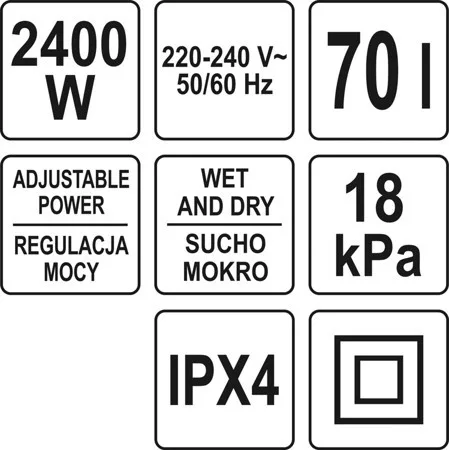 Yato ipari porszívó 70 liter 2400W