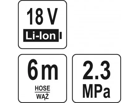 Yato akkus magasnyomású mosó 23 bar 18 V Li-Ion (akku + töltő nélkül)