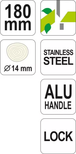 Yato metszőolló 180 mm inox alu nyéllel (14 mm-ig)